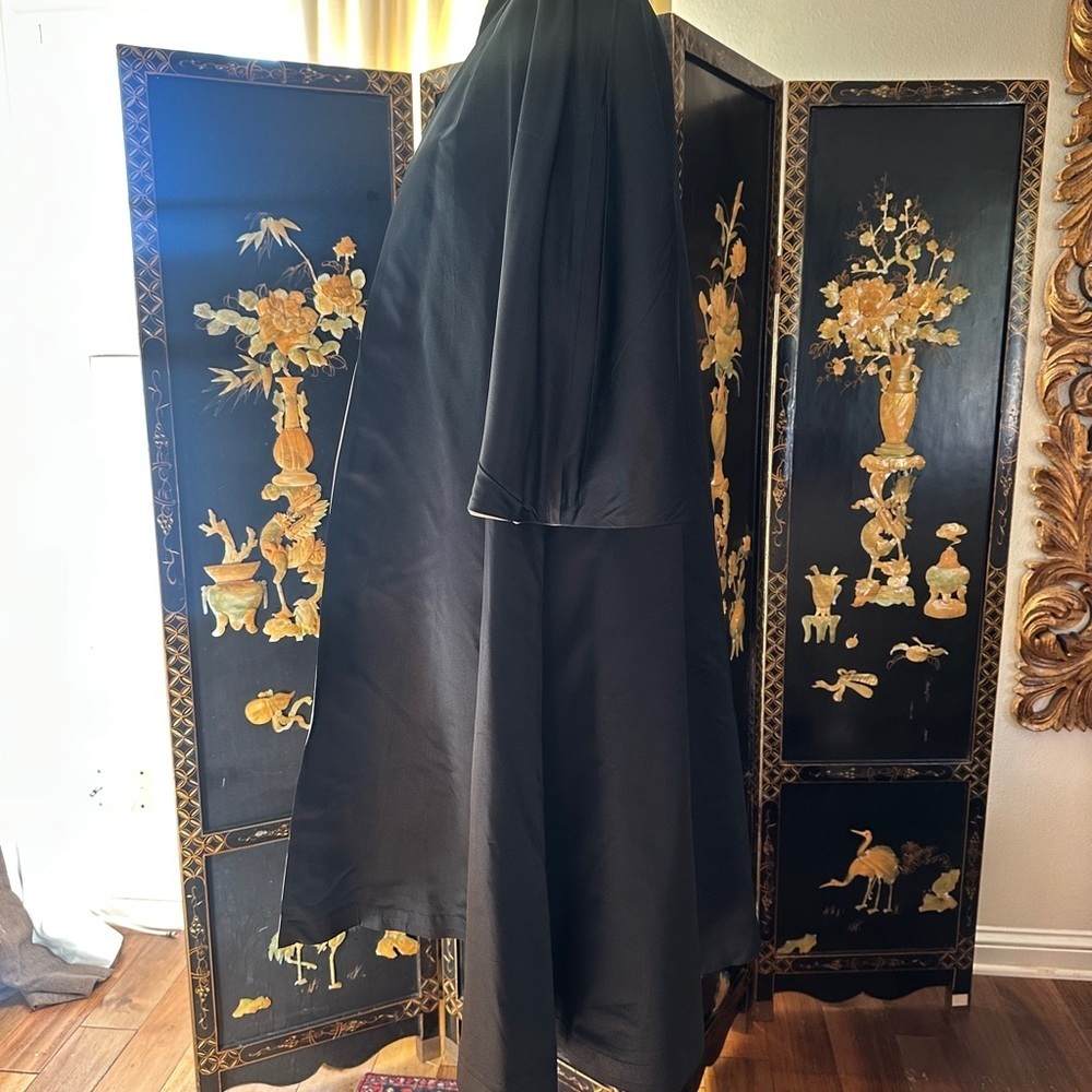 Rare 1950s Chinese kimono sleeve Black Long reversible Evening - Picture 3 of 12